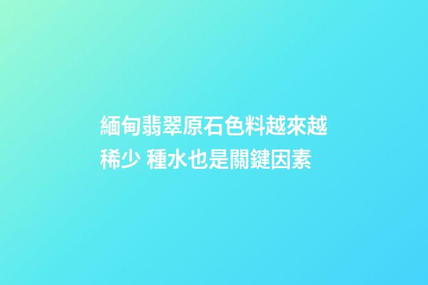 緬甸翡翠原石色料越來越稀少 種水也是關鍵因素